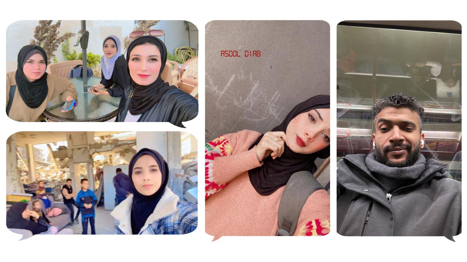 Four casual photos and selfies of Palestinian individuals and friend groups