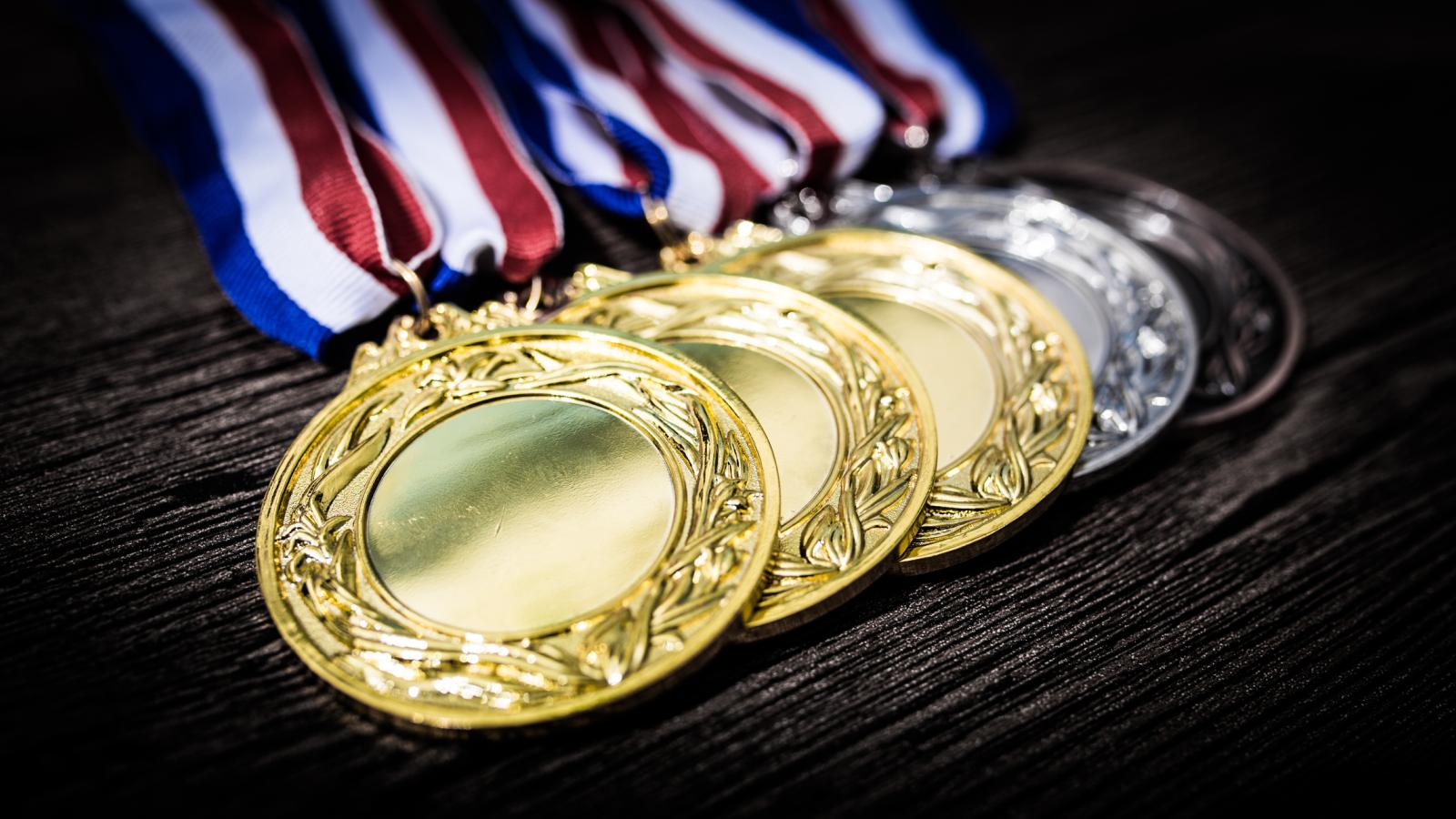 Photo of medals laying on a table